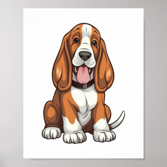 Kawaii Basset Hound Puppy   Poster (Front)