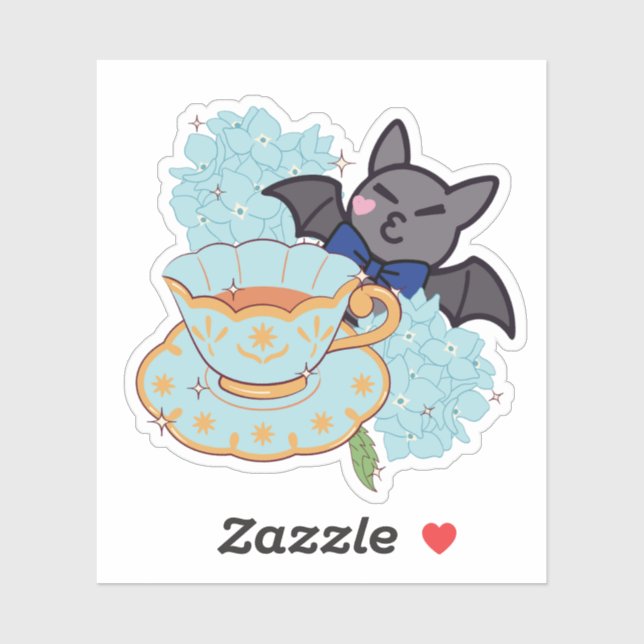 Kawaii Bat and Hydrangea Tea Time (Sheet)