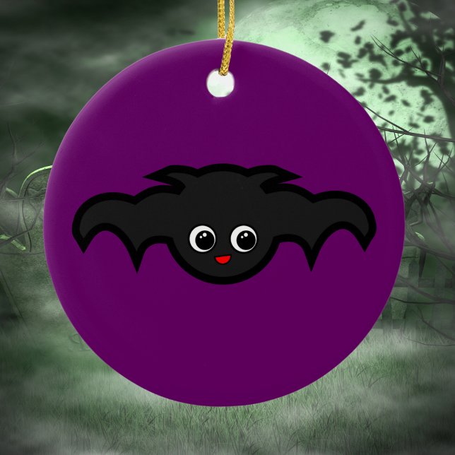 Kawaii Bat in Black and Purple Ceramic Tree Decoration (Creator Uploaded)