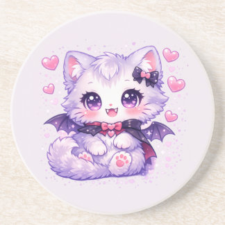 Kawaii Bat Kitty – Cute Vampire Winged Cat  Coaster