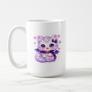 Kawaii Bat Kitty – Cute Vampire Winged Cat Coffee Mug