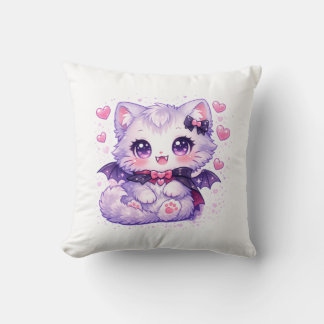 Kawaii Bat Kitty – Cute Vampire Winged Cat  Cushion