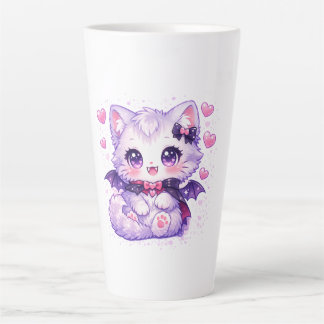 Kawaii Bat Kitty – Cute Vampire Winged Cat Latte Mug