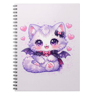 Kawaii Bat Kitty – Cute Vampire Winged Cat  Notebook