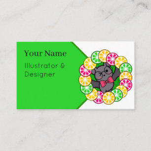Kawaii Bat Pink Grapefruit & Citrus Wreath Business Card