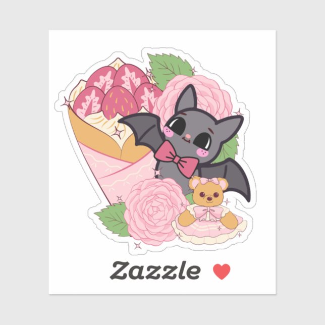 Kawaii Bat, Strawberry Crepe and Teddy Bear (Sheet)