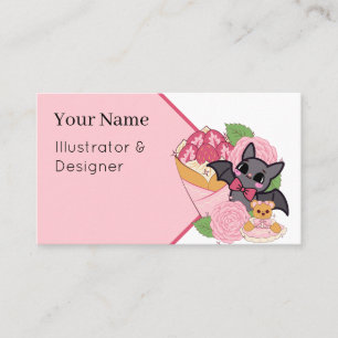 Kawaii Bat, Strawberry Crepe and Teddy Bear Business Card