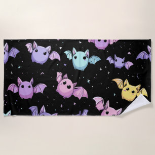 Kawaii Bats – Cute Gothic Pattern Beach Towel