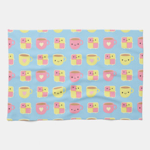 Kawaii Battenberg Cake & Cup of Tea Tea Towel