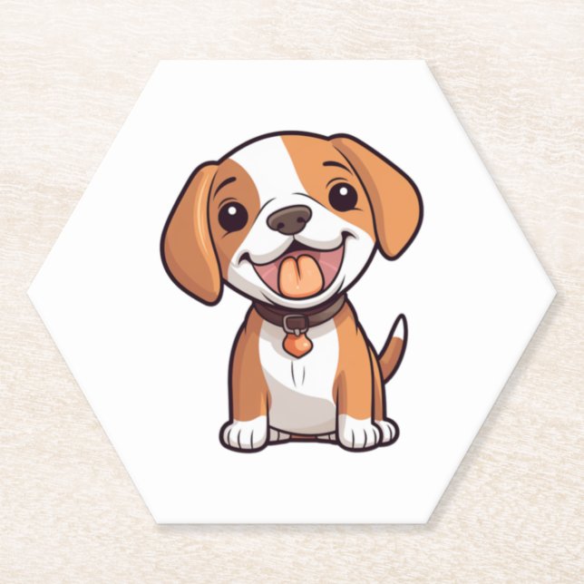 Kawaii Beagle Puppy   Paper Coaster (Front)