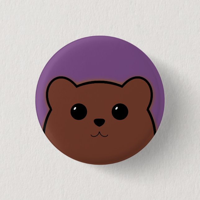 Kawaii Bear (Brown) 3 Cm Round Badge (Front)