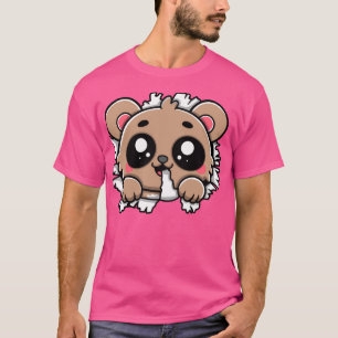 Kawaii Bear Chewing Through T-Shirt