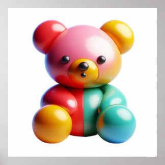Kawaii Bear Doll Wall Art Poster for Soft Cute Bed