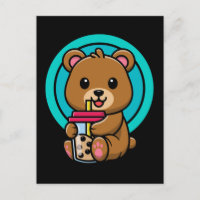 Kawaii Bear Drinking Bubble Tea Lover