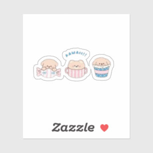 Kawaii Bear Sticker – Cute Pastel Cartoon Vinyl De