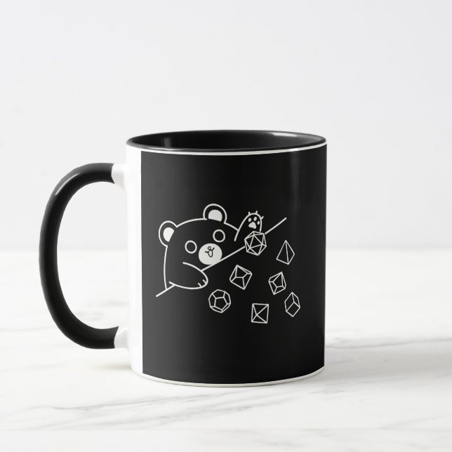 Kawaii Bear Tabletop RPG Dice Roller Gaming Bear Mug (Left)
