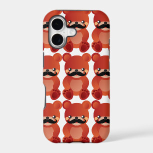 Kawaii Bear with Moustache Humour iPhone Case