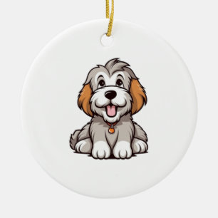 Kawaii Bearded Collie Puppy   Ceramic Tree Decoration