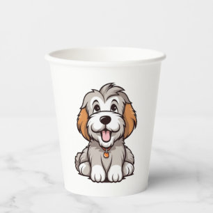 Kawaii Bearded Collie Puppy Paper Cups