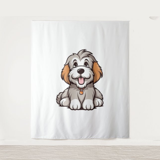 Kawaii Bearded Collie Puppy   Tapestry (Front)