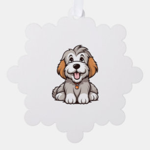 Kawaii Bearded Collie Puppy   Tree Decoration Card