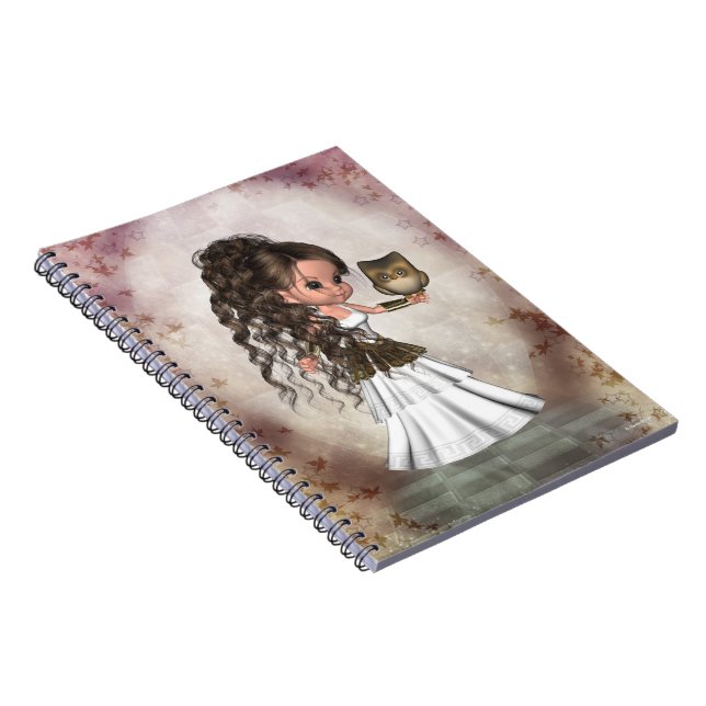 Kawaii Beautiful Athena Greek Goddess Notebook (Right Side)