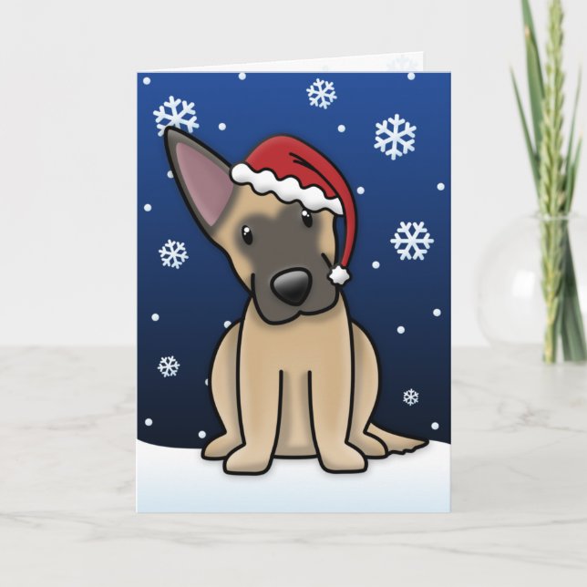 Kawaii Belgian Malinois Christmas Card (Front)