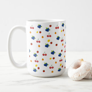 Kawaii Berries and Cherries Pattern Candy Jar Coffee Mug