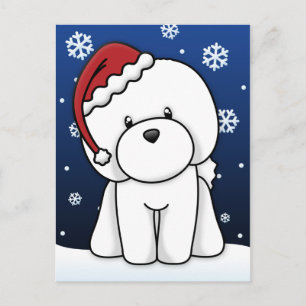 Kawaii Bichon Frise Christmas Postcard