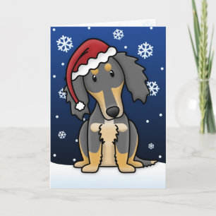 Kawaii Black and Tan Saluki Christmas Card