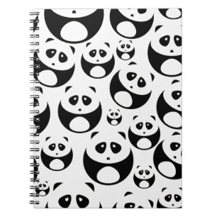 Kawaii Black and White Panda Pattern Notebook