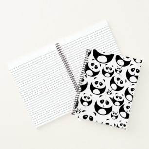 Kawaii Black and White Panda Pattern Notebook