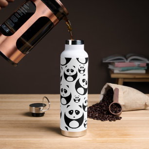 Kawaii Black and White Panda Pattern Water Bottle