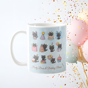 Kawaii Black Cat Birthday Mug   Birthday Meows