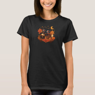 Kawaii Black Cat Halloween Coffee – Cosy Spooky Ni T-Shirt
