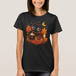 Kawaii Black Cat Halloween Coffee – Cosy Spooky Ni T-Shirt