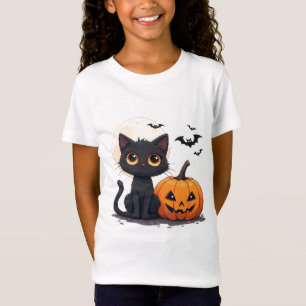 Kawaii Black Cat Magic Halloween Theme 🎃 T-Shirt