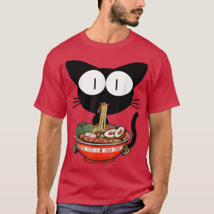 Kawaii Black Cat Ramen Bowl Anime Japanese Noodles T-Shirt