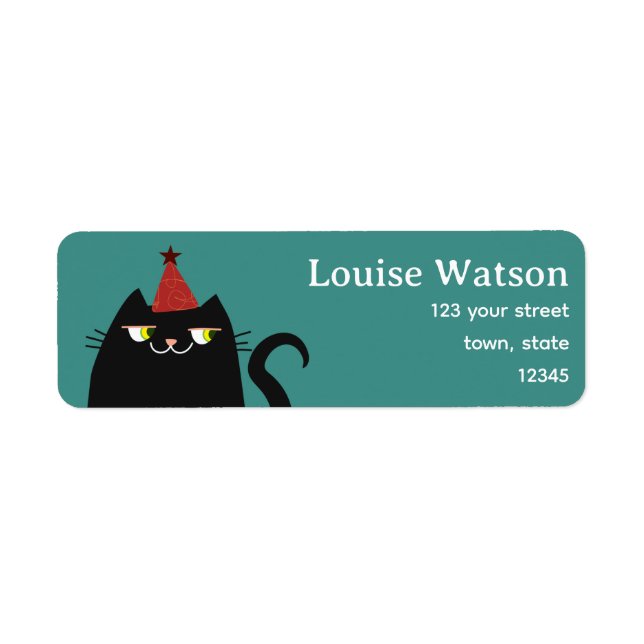 Kawaii Black Cat Return Address (Front)