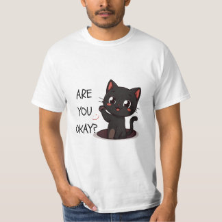 Kawaii Black Cat T-Shirt
