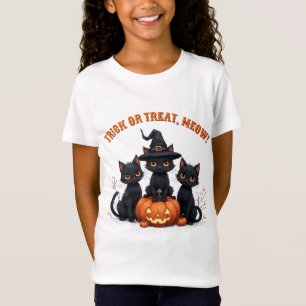 Kawaii Black Cats In Pumpkin Patch Halloween 🎃 T-Shirt