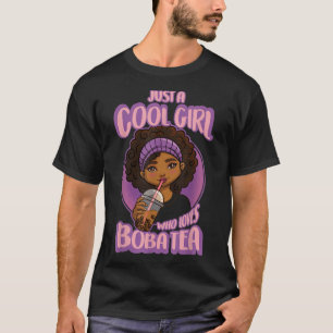 Kawaii Black Girl Anime Boba Tea T-Shirt