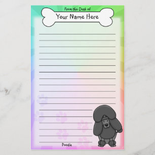 Kawaii Black Poodle Stationery