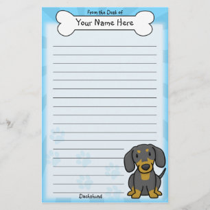 Kawaii Black & Tan Dachshund Stationery