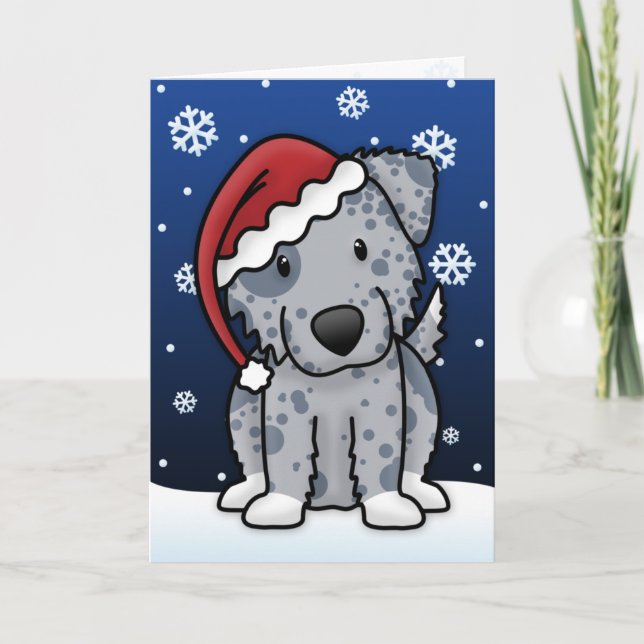 Kawaii Blue Australian Shepherd Christmas Card (Front)