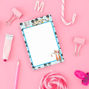 Kawaii Blue color with paws cute kittens 4" x 6" Post-it Notes