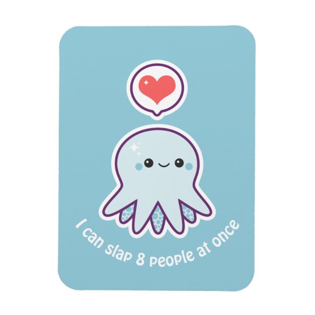 Kawaii Blue Octopus Magnet (Vertical)