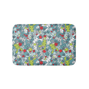 kawaii blue pattern bath mat