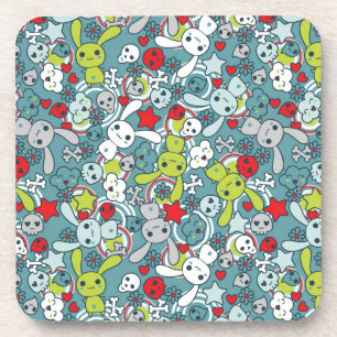 kawaii blue pattern coaster