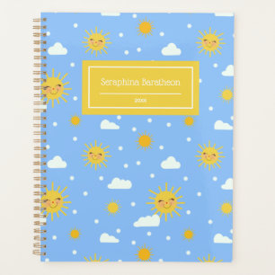 Kawaii Blue Sky Sunshine Weather Personalised Name Planner